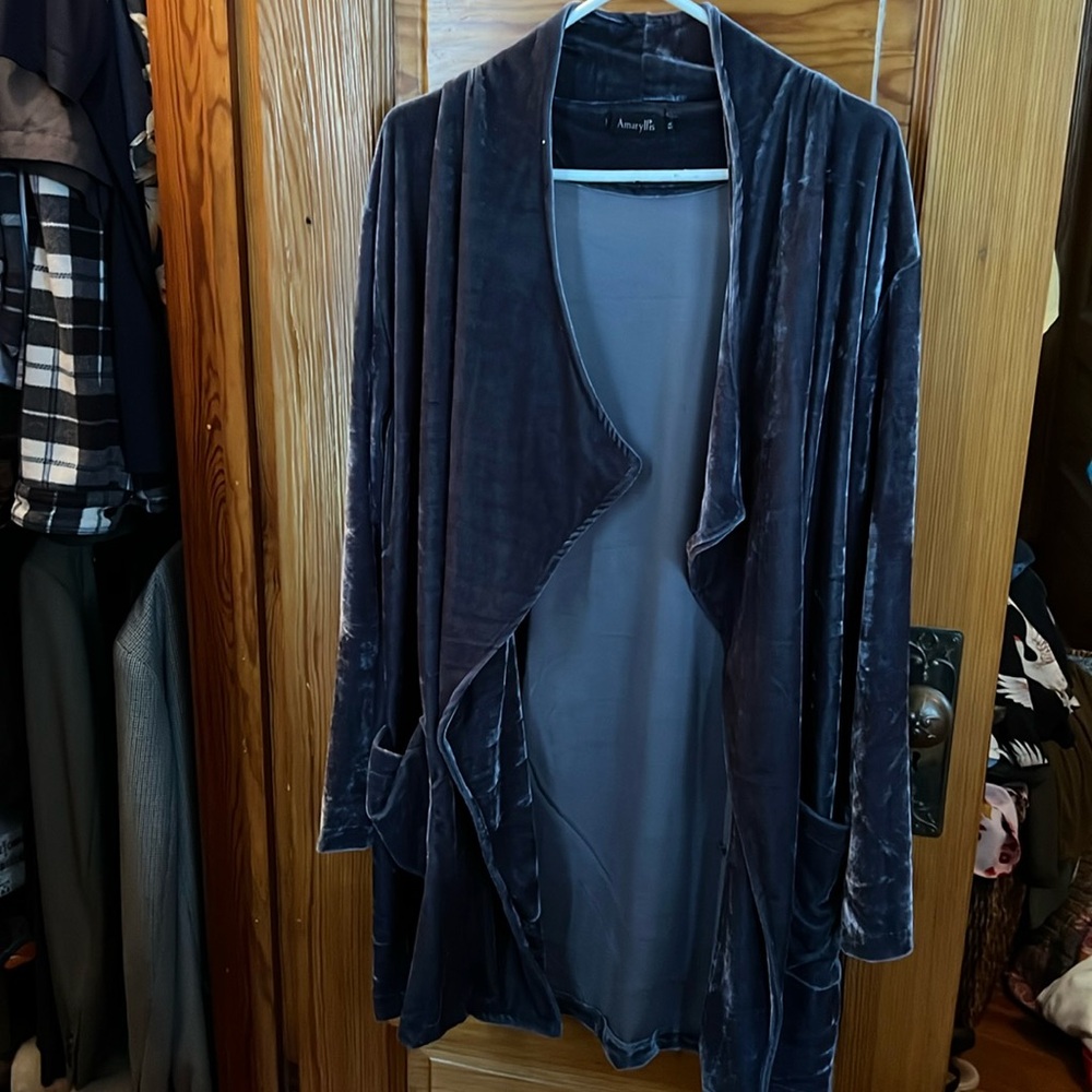 Dark Blue Velvet Blaser/Cardigan